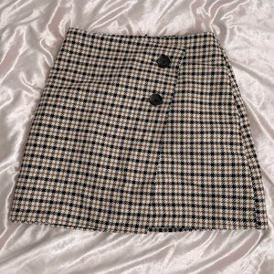 h&m houndstooth wrap mini skirt